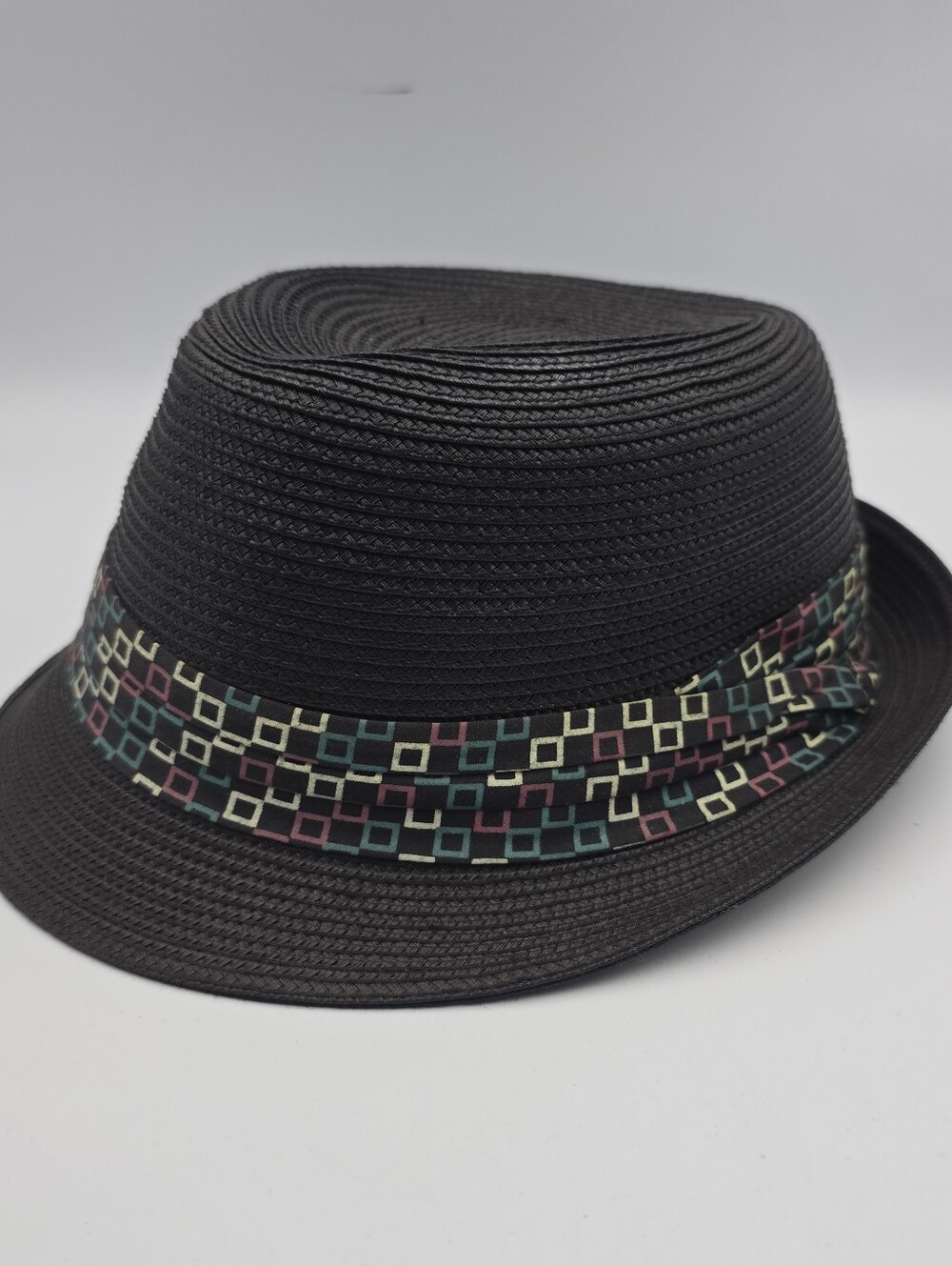 Capstar Black Straw Trilby Fedora Hat Size 57cm